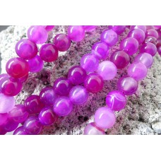 Ronde 8 - Agate naturelle teint camélia (10 pces)